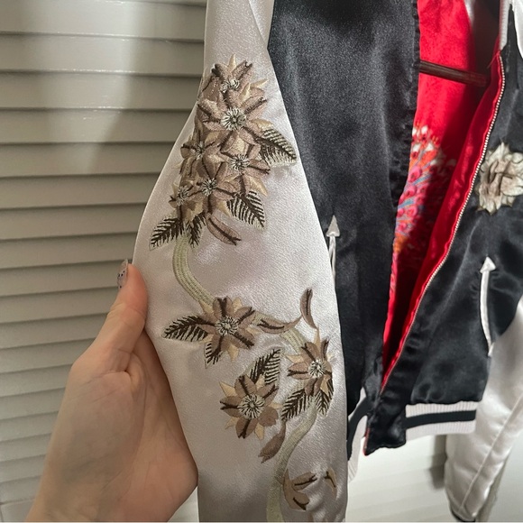 Y2K It Jeans Reversible Embroidered Oriental Silky Peacock Jacket 🦚 - Picture 12 of 15